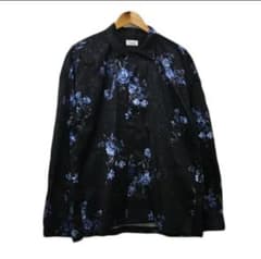ジュンレッド シャツ カジュアル スタンダード 花柄 長袖 M 黒 青のサムネイル