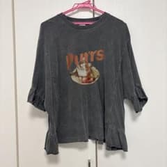 niko and... 猫プリント フリルTシャツ チャコールグレー Mのサムネイル