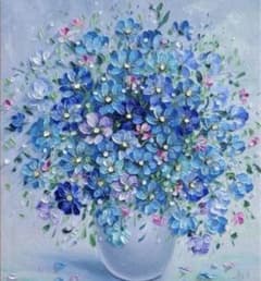 ダイヤモンドビーズアート　花　青　花瓶のサムネイル