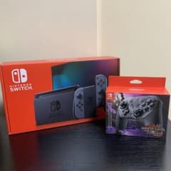Nintendo Switch 本体　グレー　純正プロコン　モンハンライズのサムネイル