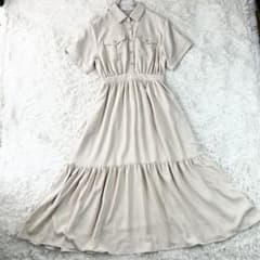 Her lip to シャツワンピース ロングワンピース ベージュ S フレア Her lip to シャツワンピース ロングワンピース ベージュ S フレア