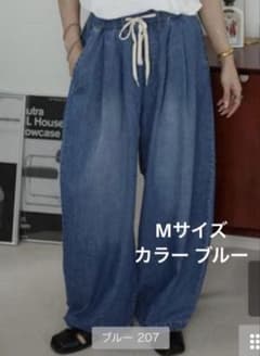 しまむら　デニムバルーンパンツ　mako Mサイズ　ブルーのサムネイル