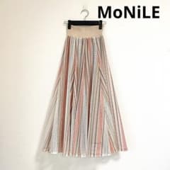 美品】モニーレ マルチストライプ メッシュ ウエストリブ フレア