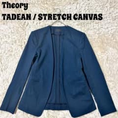 セオリー ノーカラージャケット ネイビー ボタンレス フロントホック