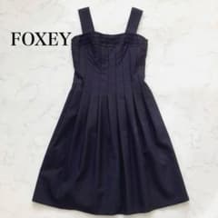 FOXEY 42 大きいサイズ　レース　ノースリーブワンピース　ネイビー FOXEY 42 大きいサイズ レース ノースリーブワンピース ネイビー