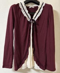 axes femme 長袖 カットソー ボルドー フリルのサムネイル
