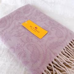 タグ付き未使用 ETRO エトロ ウール100% 膝掛け ブランケット ピンク