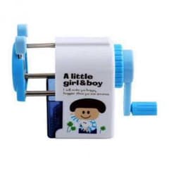 小型 手動 鉛筆削り a little girl & boy かわいい ブルーのサムネイル