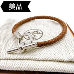 ◇エルメス◇レザー/グレナン/ブレスレット/ブラスレ/シルバー金具/ブラウン