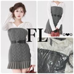 Darich シャツドッキングプリーツミニワンピース グレー FL Darich♡シャツドッキングプリーツニットミニワンピース♡グレー♡FL