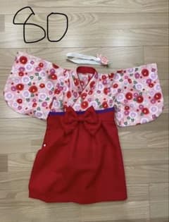 袴ロンパース 女の子 80 お食い初め 初節句 100日祝いのサムネイル
