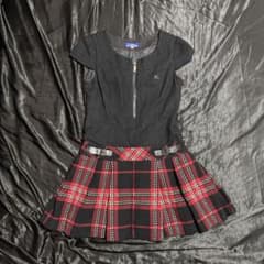 Y2K♡ バーバリーブルーレーベル ミニ ワンピース ホースロゴ チェック 黒 Y2K♡ バーバリーブルーレーベル ミニ ワンピース ホースロゴ チェック 黒