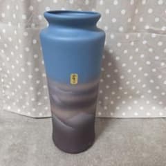 花瓶 フラワーベース 陶器 山水画風 グラデーションのサムネイル