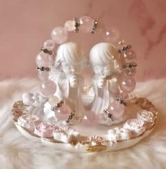ハンドメイド ブレスレット 天然石 オーロラ ローズクォーツ ロンデル - 4