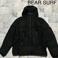 BEAR SURF ダウンジャケット ジップアップ フード 刺繍ロゴ ブラック 
