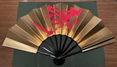 日本舞踊　舞扇子　寿　金地　箱付き(箱記入有り)のサムネイル