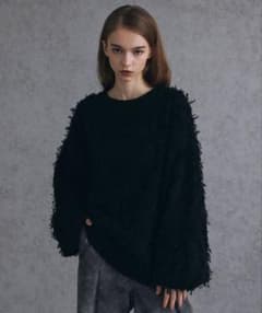 Spielio モヘアライクフリンジデザインニット ブラック Lのサムネイル