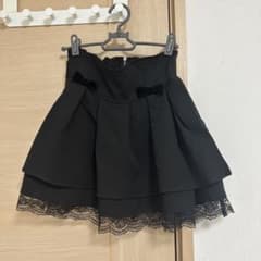 ミシェルマカロン レースリボン美脚スカート ブラック S 黒のサムネイル