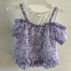 110cm 紫色　シフォン生地　Tシャツ　女の子のサムネイル