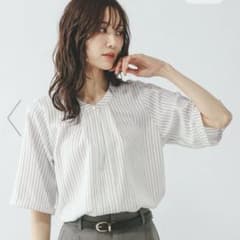 GLOBAL WORK ストライプ柄 ブラウス Sサイズのサムネイル