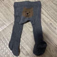 ベビータイツ グレー 0-12ヶ月 クマ刺繍のサムネイル