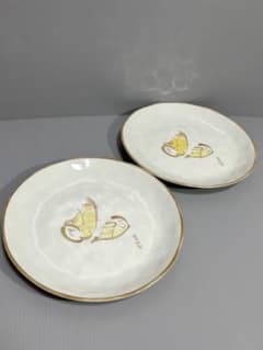 たち吉 橘吉 蝶 花柄 金彩 25cm プレート 2枚