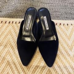MANOLO BLAHNIK スエード ミュール ネイビー 37 - メルカリ