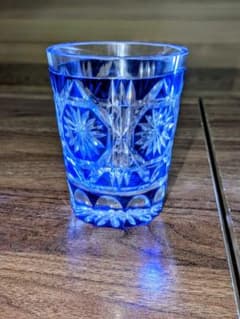 創作切子 ロックグラス 青 切子グラス 木箱付き 未使用 冷酒 お猪口のサムネイル