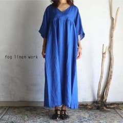 【近年モデル】fog linen work■ハルカ ワンピース リネン ブルー 近年モデル】fog linen work□ハルカ ワンピース リネン ブルー - メルカリ