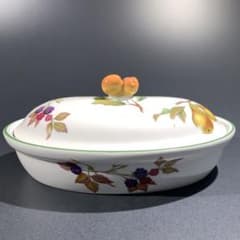 ロイヤルウースター グラタン皿 オバール フルーツ柄 蓋つき