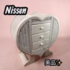 美品】Nissen ハート型ラタンチェスト 白 3段収納 - メルカリ