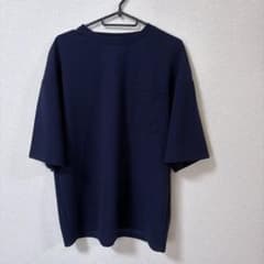 ETELIO ポケット付き Tシャツ ネイビー 梨地のサムネイル