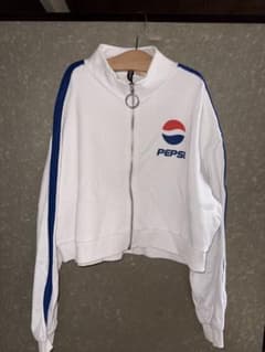 H&M PEPSI コラボ ジップアップ スウェット ホワイト Mのサムネイル