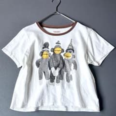 希少】KAPITAL ソックスモンキー 天竺 クロップド リンガーTシャツ 