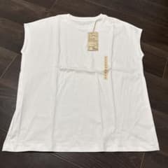 無印良品　新品 スムース編み フレンチスリーブTシャツ 白 Lのサムネイル