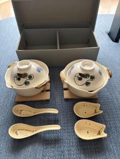 土鍋 2個セット レンゲ付き 和食器 ふぐ柄 2人用ペアセットのサムネイル