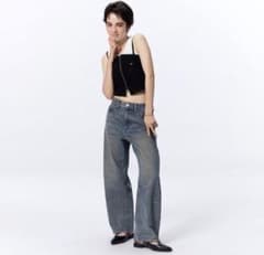 レディース ワイドデニムパンツ ブルーのサムネイル