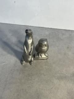セランゴールピューター 錫製置物 ミーアキャット＆フクロウ ヴィンテージ ペア セランゴールピューター 錫製置物 ミーアキャット＆フクロウ