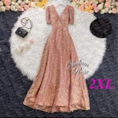 大SALE【美品】大きいサイズ スパンコール ドレス 半袖 2XLのサムネイル