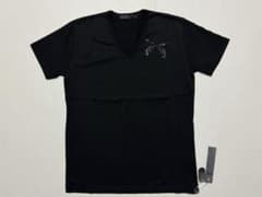ロアーroarブラック モザイク スワロフスキー Vネック Tシャツ黒 L 