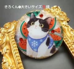 きろくん❁︎大きいサイズ‼️様ハチワレちゃん と スイカ レジン