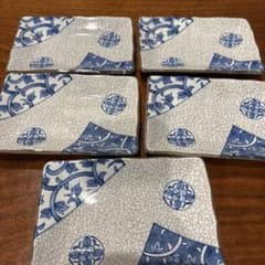 和食器 長角皿 5枚セット 貫入 唐草文様のサムネイル