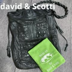 david & scotti ブラックレザー 男女兼用　ショルダーバッグのサムネイル