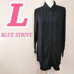 BLUE STRIVE 긴 소매 셔츠 원피스 블랙 L 모노톤 모드