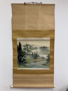 風景 日本画 彩色山水 掛け軸