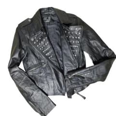希少デザイン ラムレザー ダブルライダースジャケット 装飾スタッズ ブラック 希少 ZARA ザラ ラムレザー ダブルライダースジャケット スタッズ S 黒