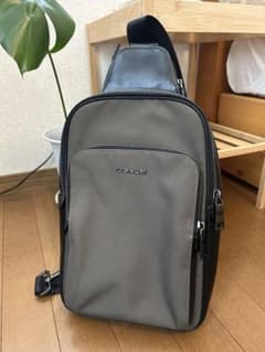 COACHコーチ ボディバッグ C0984 ナイロン レザー ブラック×カーキ 