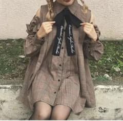 onespo グレンチェックワンピース　ブラウンのサムネイル