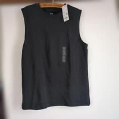 UNIQLO エアリズムコットン ノースリーブTシャツ ブラック Sのサムネイル