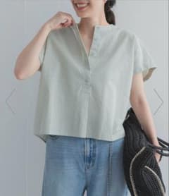 URBAN RESEARCH　DOORSストライプクロップドブラウス　MINTのサムネイル
